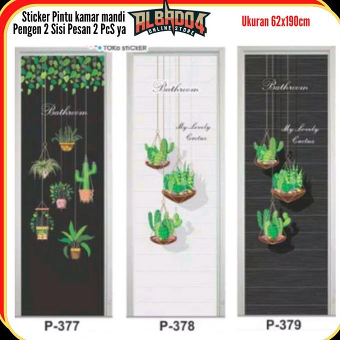 STIKER PINTU KAMAR MANDI KAKTUS TAHAN AIR WALLPAPER