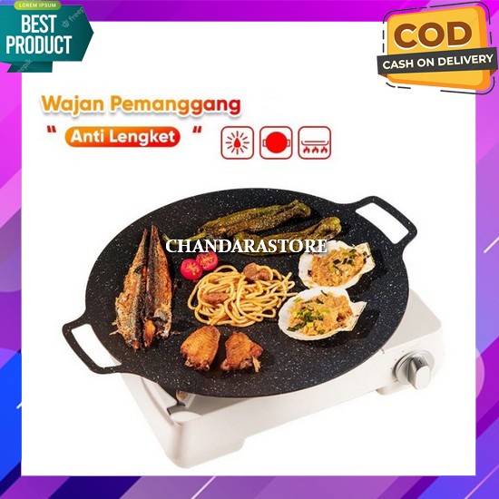 Grill Pan Bulat Keramik Tertutup Ikan Kompor Alat Pemanggang Daging B0V4 Ikan Jumbo Anti Lengket Tah