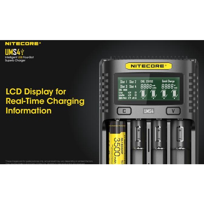 Nitecore UMS4 Charger Baterai 3A Li-ion NiMH UMS4 IMR LiFePO4 Ni-MH Ni