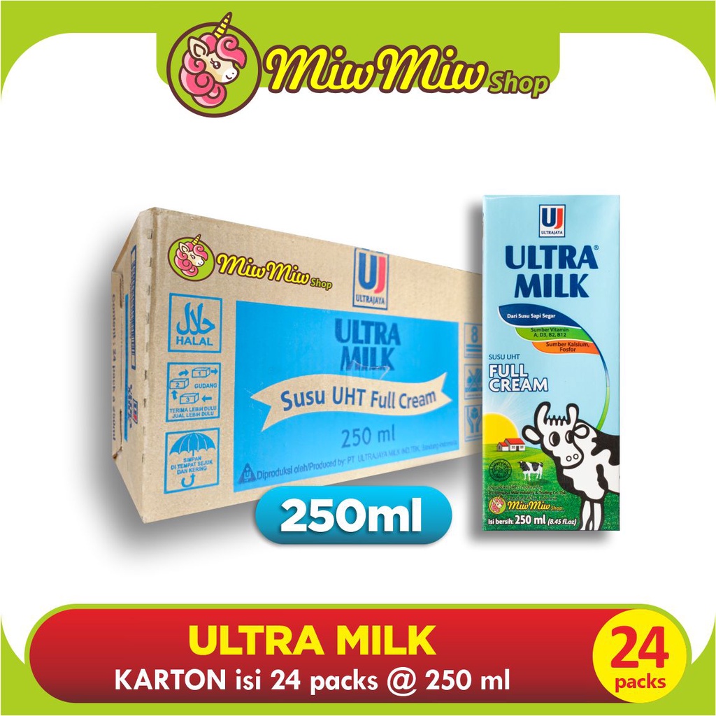 ULTRA MILK (Susu UHT Ultrajaya) 250 ml – GROSIR Karton isi 24 Pack