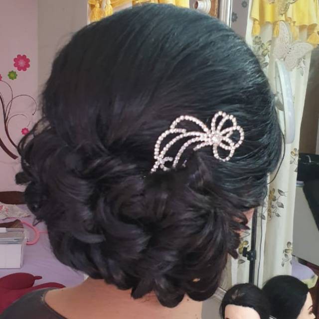 Sanggul Kreasi Konde Modern Curly Keriting Rambut Palsu Wig Sirkam Ori 066