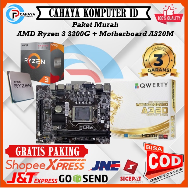 Paket Amd Ryzen 3 3200G Plus Motherboard A320