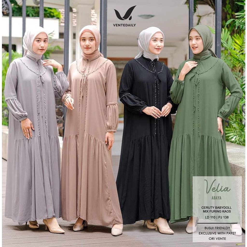 Velia maxy dress kondangan mewah aplikasi mutiara payet Gaun sultan muslimah terbaru 2023