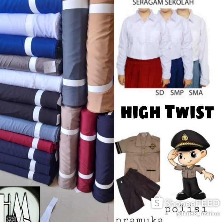 [AAH54] Kain/bahan High Twist Seragam Sekolah/Seragam Kantor/dinas/pdl/pdh/psh/Safari dll 0'5 M (COD
