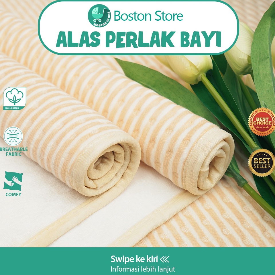 VIRAL Bostonstore Perlak Alas Ompol Bayi Katun Waterproof / Perlak Alas Bayi Ganti Popok kain / Wate