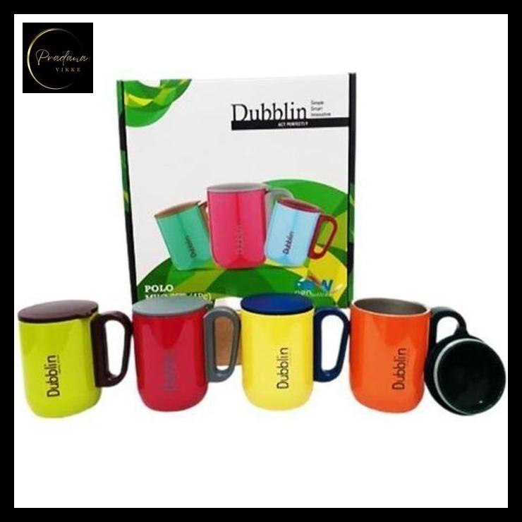 pradanavikke Gelas Dubblin Cangkir Mug Gelas Stainless Steel Tahan Panas Dingin