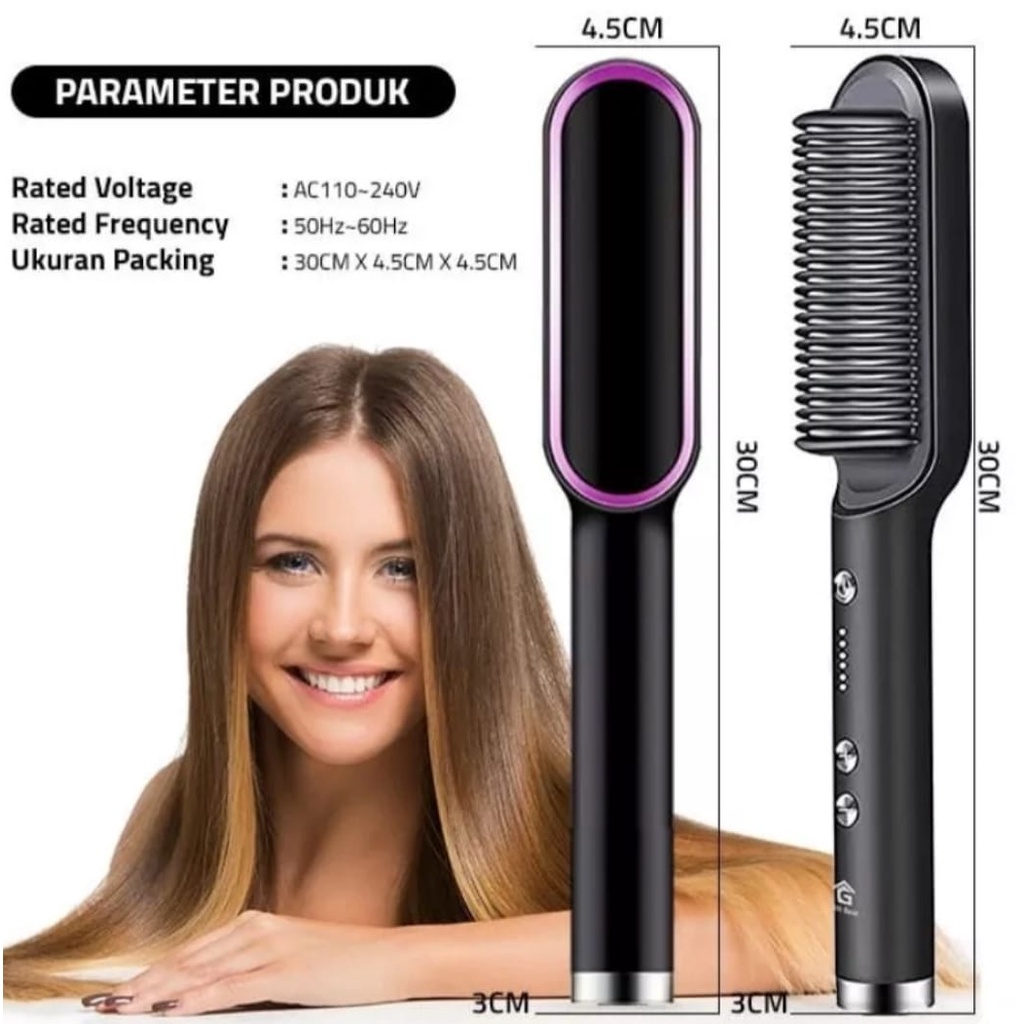 Catok Sisir Pelurus Rambut New Fast Hair Straightener Combs Curler 2 IN 1-Catokan Sisir Listrik Pelurus Rambut 2 IN 1