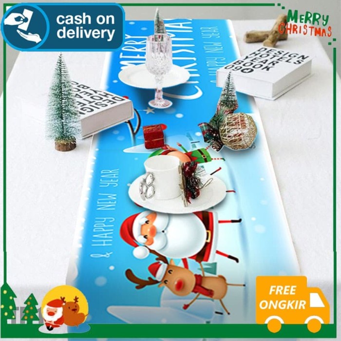 Taplak Meja Ruang Tamu Makan Motif Natal Merry Christmas Tp 17