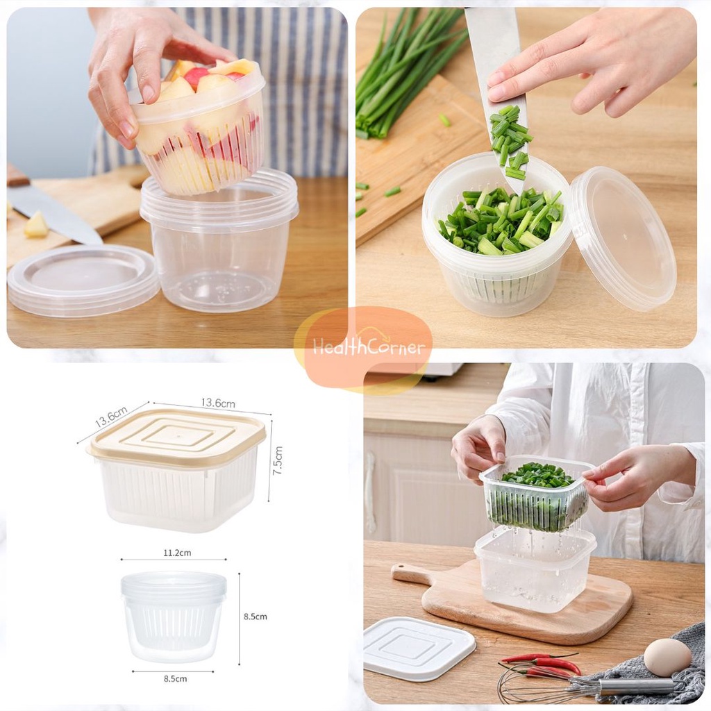 Toples Tirisan Bawang Sayur Transparan / Kotak Wadah Tempat Penyimpanan Buah Bumbu Serbaguna - Storage Box