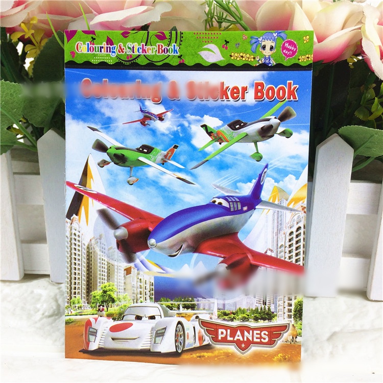 Holiven Buku mewarnai anak-anak DIY mewarnai lukisan buku kartun yang dilukis dengan tangan cat air stiker kecil stiker buku stiker