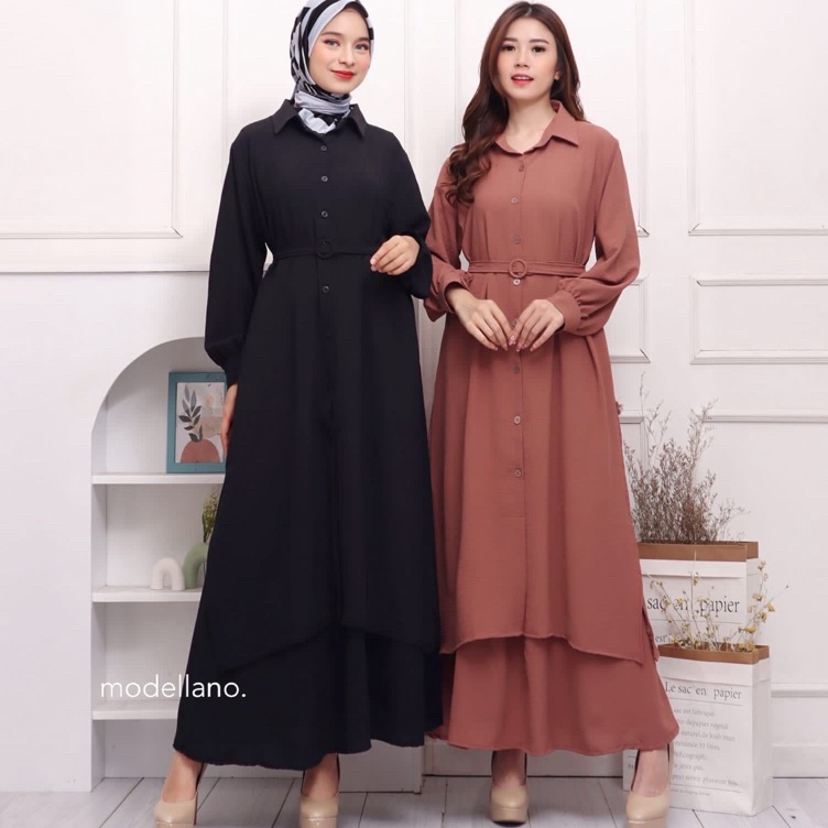 ✨SHOPEE MALL✨ ONE SET ROK HANUM STELAN ROK CRINKLE JUMBO XXL FREE BELT SETROK MURAH GROSIR LONG TUNI