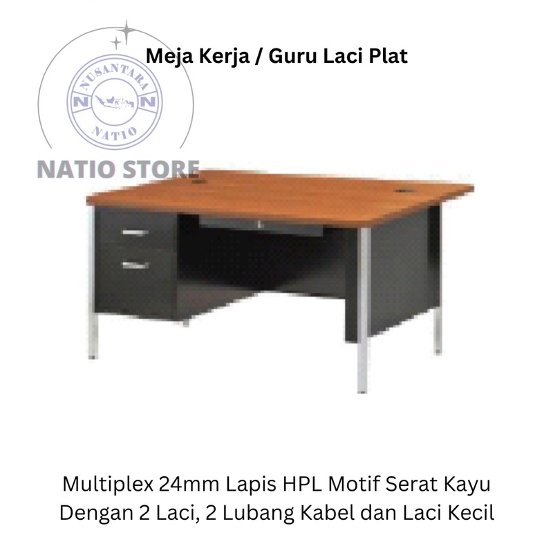 

Meja Kerja / Meja Guru Sekolah & Universitas Motif Serat Kayu HPL