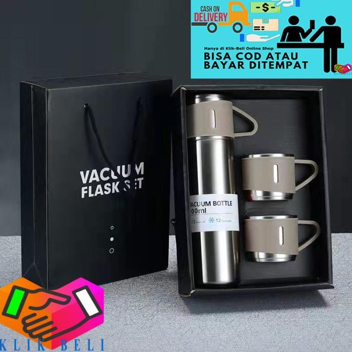 Termos Vacuum Flask Set Thermos Cangkir Sultan 3In1 Stainless Steel