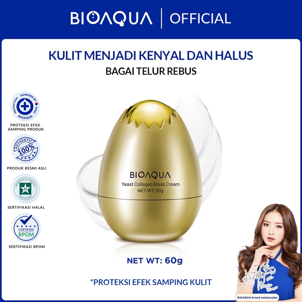 (R♥RL-♫) 【BPOM】BIOAQUA Yeast Collagen Mask Cream 30g masker face mask masker peel off viiral