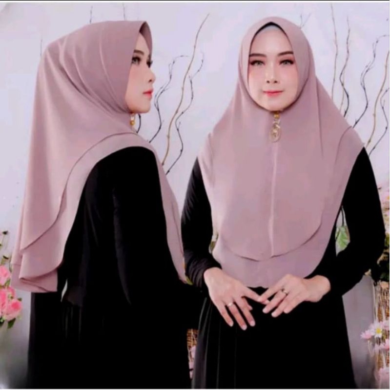 HIJAB KHIMAR MINI 2LAYER OVAL CERUTY BABYDOL/JILBAB KHIMAR LABEL PUTRI HIJAB