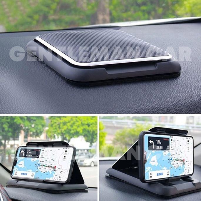 Terbaik Premium Carbon Car Phone Holder Dashboard Holder Smartphone Gps Mobil Stok Terbatas