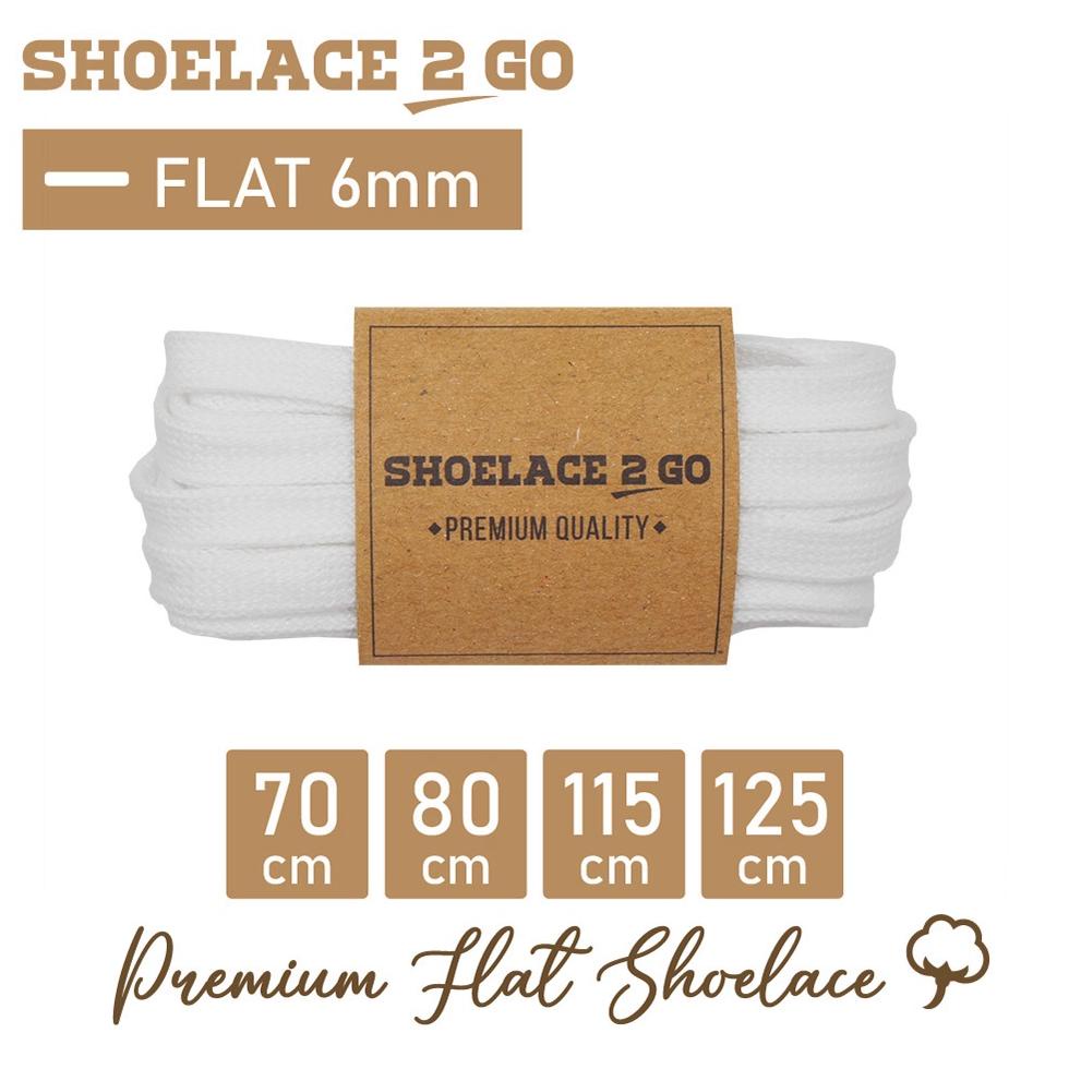 Laris Shoelace 2 Go Premium Tali Sepatu Gepeng Pipih Flat A1 - White - 70Cm 80Cm 115Cm 125Cm