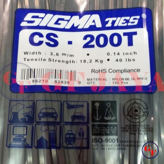 

] Kabel Ties / Tis Sigma CS 200 T / 20cm / 20 cm Hitam / Putih CS200T