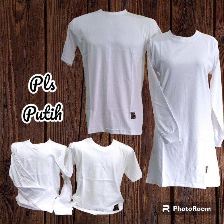 TERLARIS S-XXXL Kaos Polos Oblong Couple Tunik Muslimah Putih/Seragam Haji/Umroh/Olahraga/Outbond