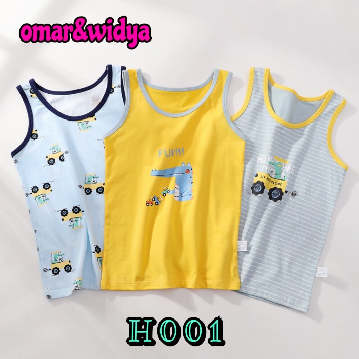 Terlaris Kaos Kutung / Singlet / Tank Top Anak Laki Laki (Isi 3Pcs)