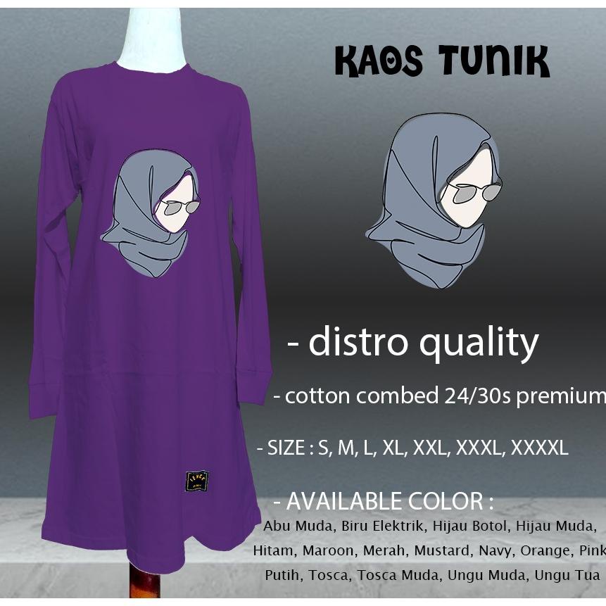 TERLARIS BIG SIZE XXXXL KAOS CEWEK WANITA MUSLIMAH MODEL TUNIK  SABLON GAMBAR GADIS HIJAB BISA CUSTO