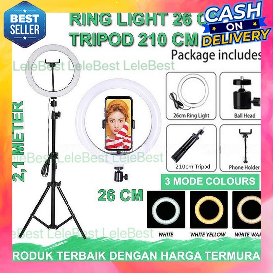 Tongsis Hp Vlog Murah Bluetooth Kamera Handphone Mini Ring Light Digital Blue Lampu 1,5 Meter+Led Te