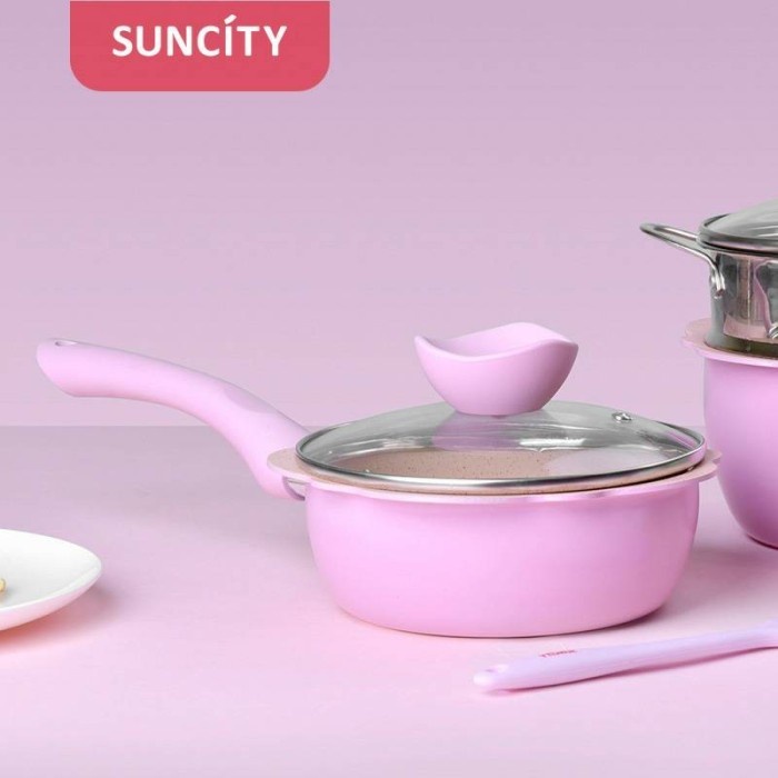 

Suncity YC80242 Non Stick Fry Pan with Glass Lid 16cm - Pink