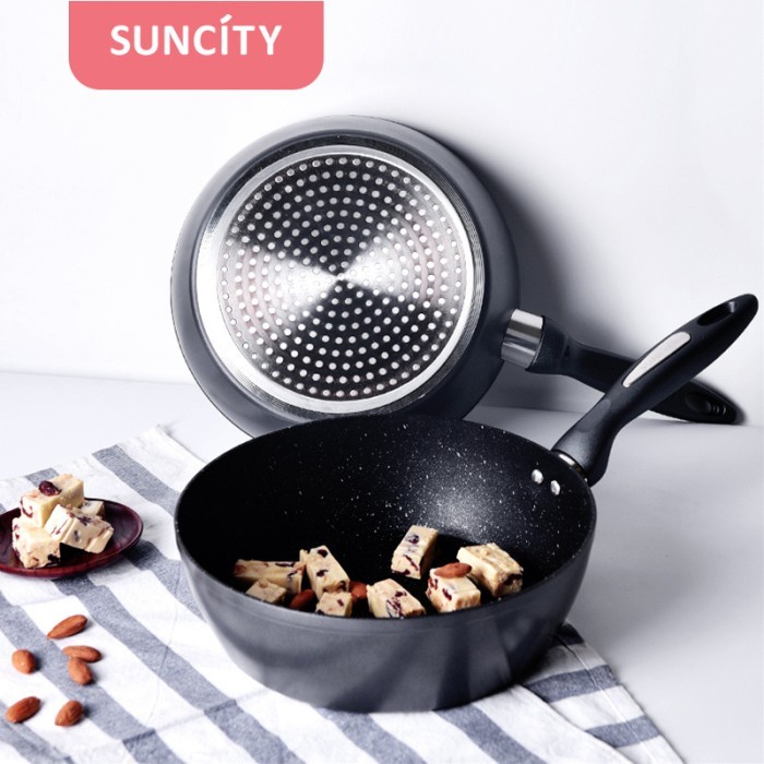 

Suncity Non Stick Fry Pan With Glass Lid / Wok Pan / Wajan 24cm