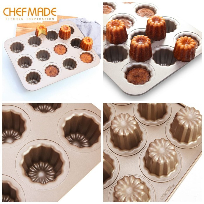 

Chefmade WK9158 - Loyang Kue Cannele / 12 Cup Non-Stick Cannele Mould