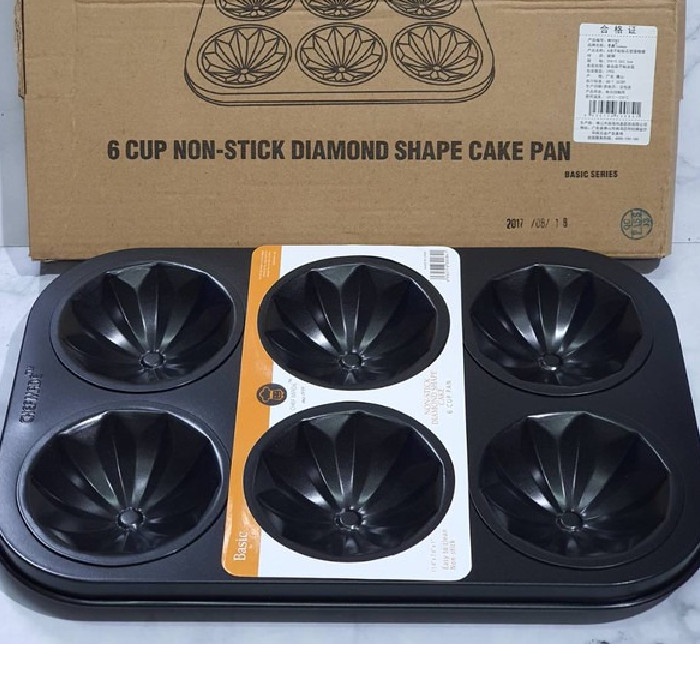 

Chefmade Diamond Shape 6 hole Cake Baking Pan - WK9082 - Black