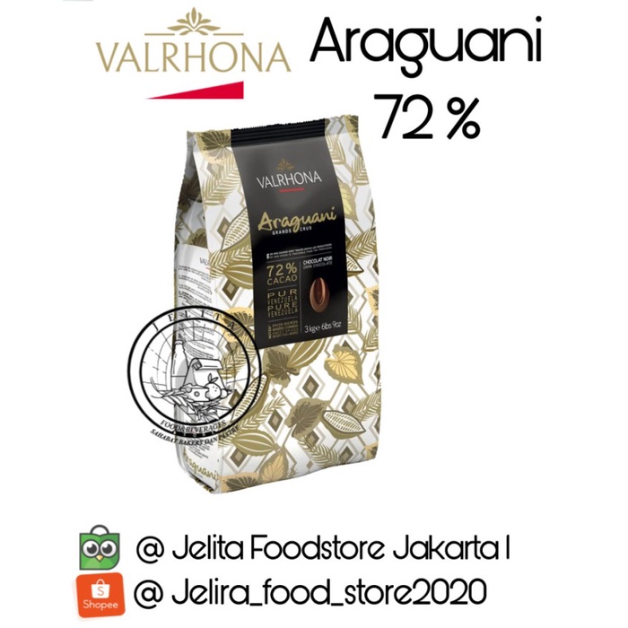 

Valrhona Araguani 72% Dark chocolate 1kg (coklat hitam) cokelat