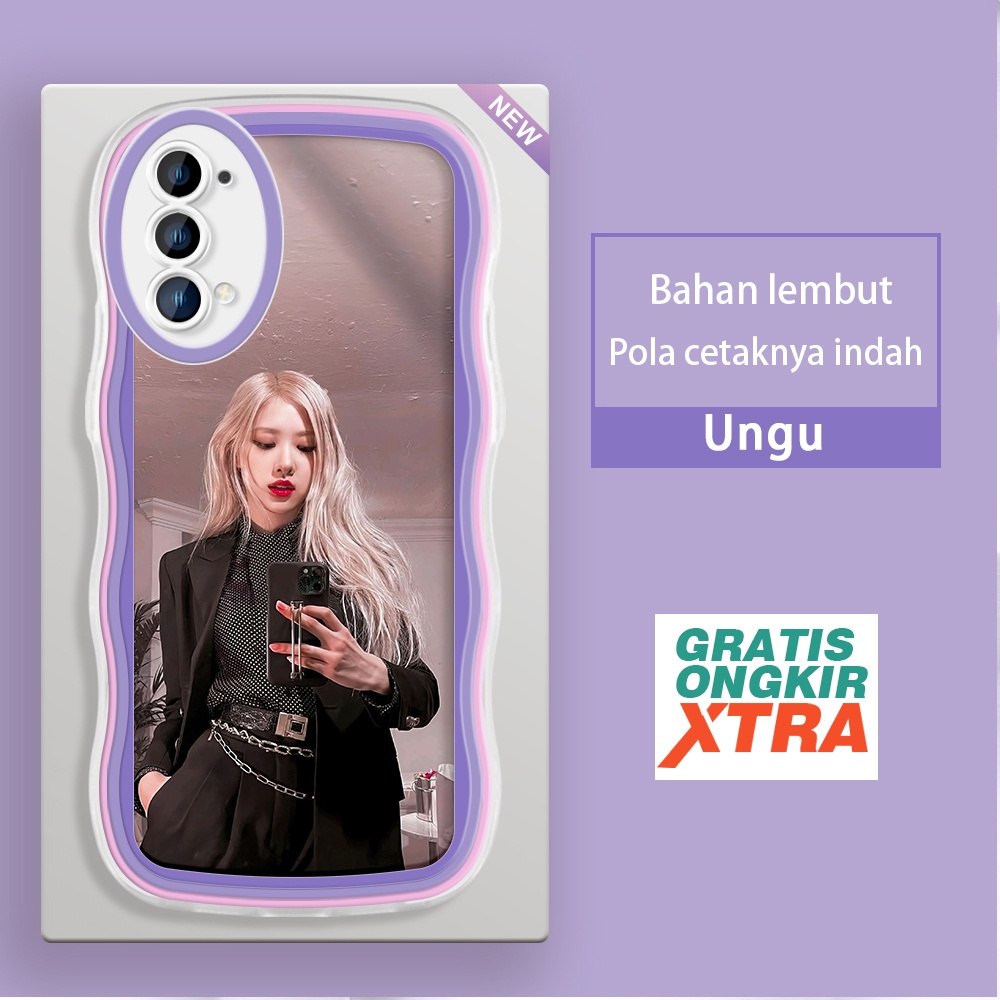Mulia OPPO Reno 3 4 4F 5 6 7 8 Z 5G 4G  Casing Ponsel Pola ROSE BLACKPINK warna-warni gelombang jell