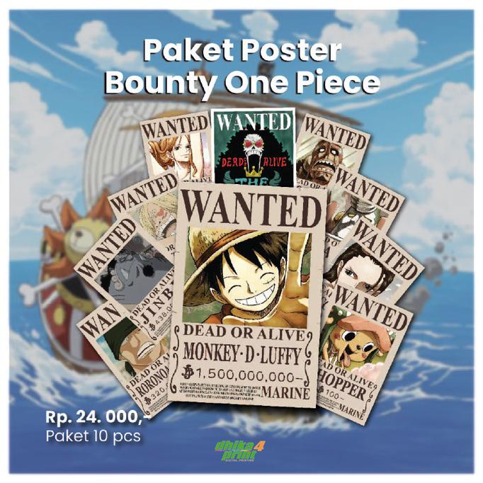 Poster Bounty One Piece | Size A4 Isi 10 Poster | Poster Wanted