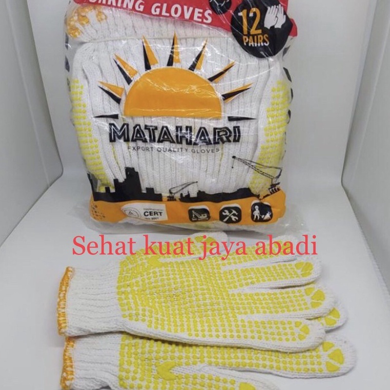 SARUNG TANGAN BINTIK KARET BENANG KAIN KATUN RAJUT ▪ KWN.18Jn23м