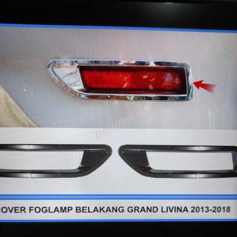 cover ring lampu reflektor bumper belakang mobil nissan grand livina 2013 sampai 2018 2017 2016 2015 2014 chrome crome tempel