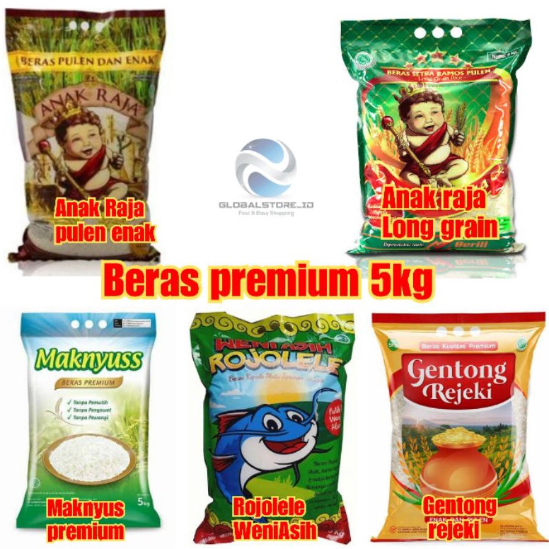 

Model baru Beras anak raja premium 5 kg/ beras premium gentong rejeki 5 kg/ beras rojolele weni asih 5 kg/beras maknyus premium 5kg/beras sedap wangi 5kg 50