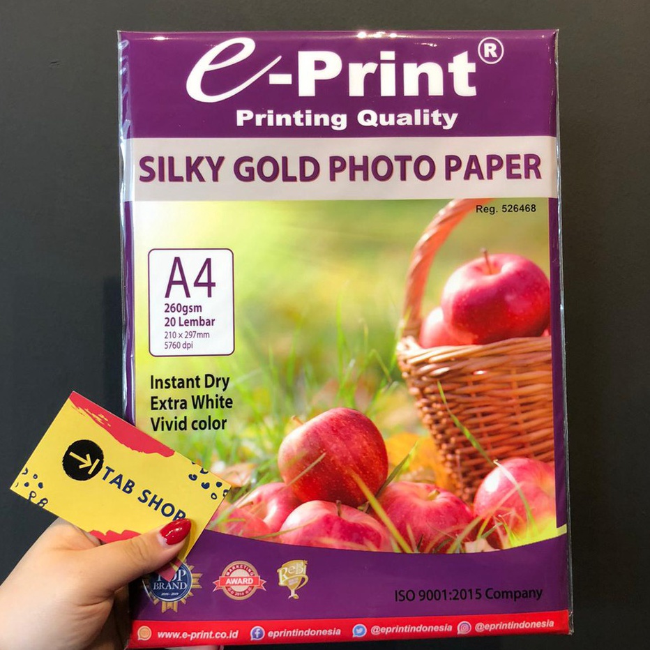 

[KODE PRODUK 0ZSPA5441] EPRINT SILKY GOLD PHOTO PAPER A4 KERTAS PHOTO