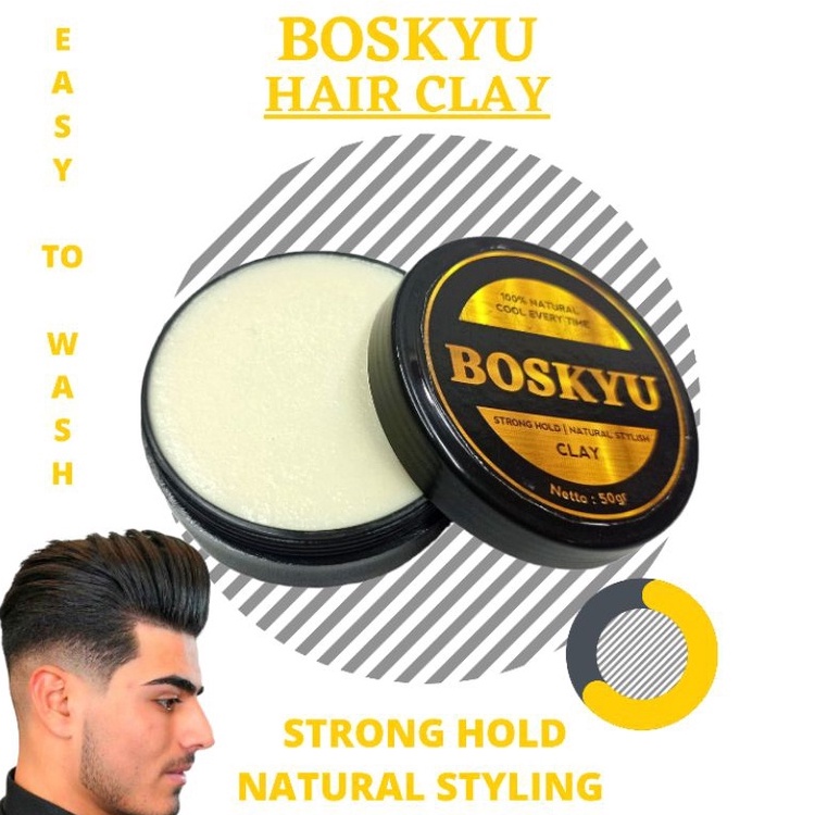 ALKJ-74 Boskyu hair clay styling pomade clay hair styling easy to wash 50gr produk penata rambut nat