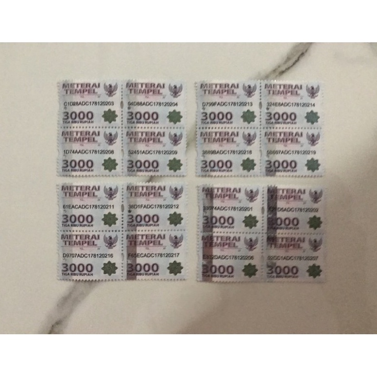 

[BC8] Meterai Tempel 3000 / 6000 / 10000 Pos ASLI 6249