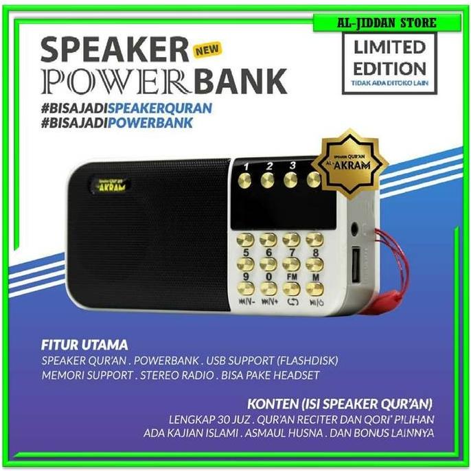 Sale Now Speaker Al-Quran Digital Tahfidz 30 Juz Traveller Power Bank Al-Akram Original