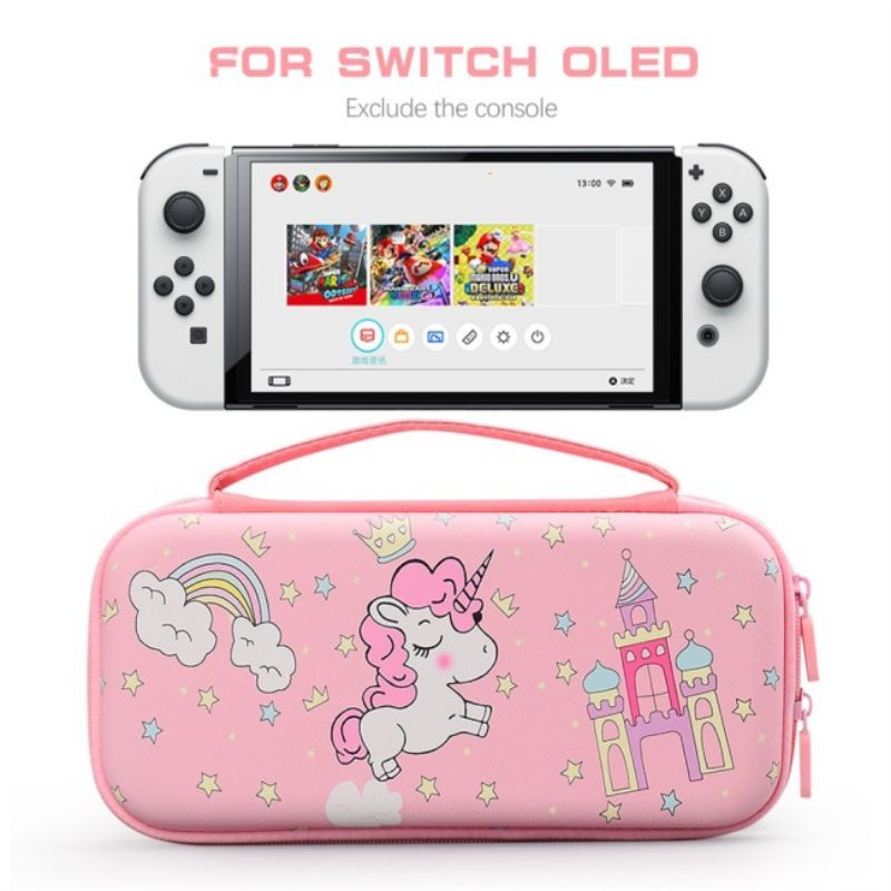 Pouch Storage Bag Nintendo Switch OLED Pink Unicorn Carrying CASE