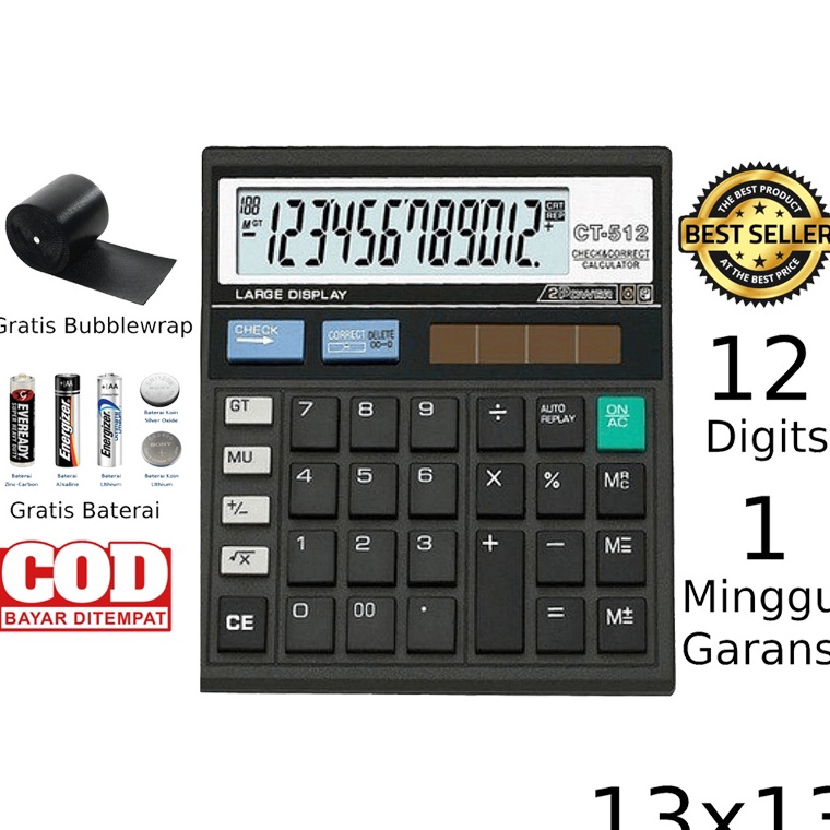 

Ready Stok Kalkulator CITIZEN CT 512 12 Digit - Calculator Check Dual 2 Power