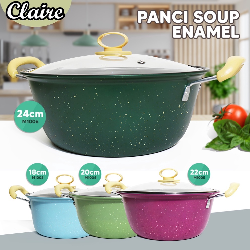 Stok Terbatas Panci Sop Banyak Ukuran / Panci Sop Enamel Stainless / Soup Pot Panci Susu Enamel