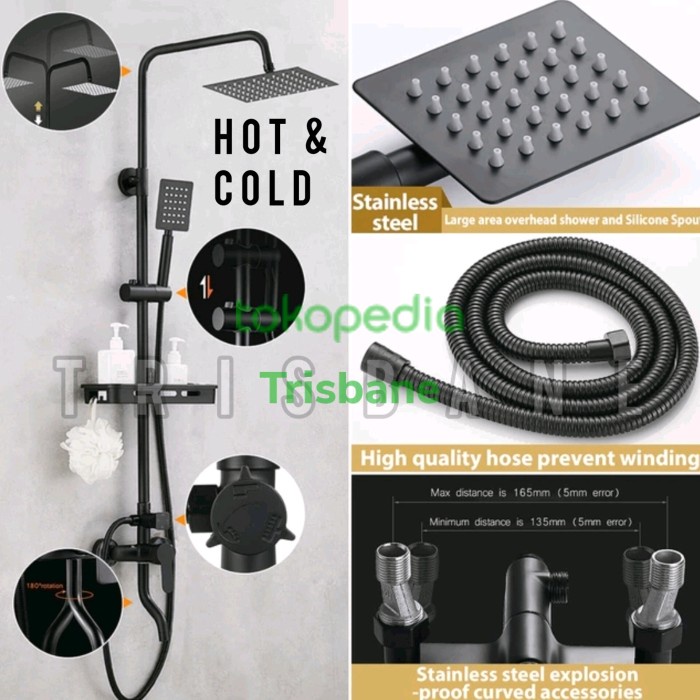 Shower Mandi Set Shower Set Kepala Shower Set Hitam Rain Shower Set