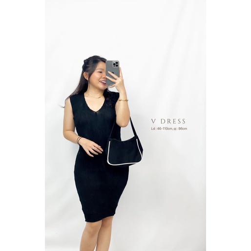 MDLV ~ BAJU RAJUT V DRESS // DRESS RAJUT BODYCON // FASHION WANITA