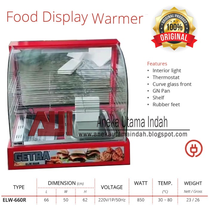 Terlaris Showcase Warmer / Pemajang Pemanas Makanan Roti Ayam Elw-660R