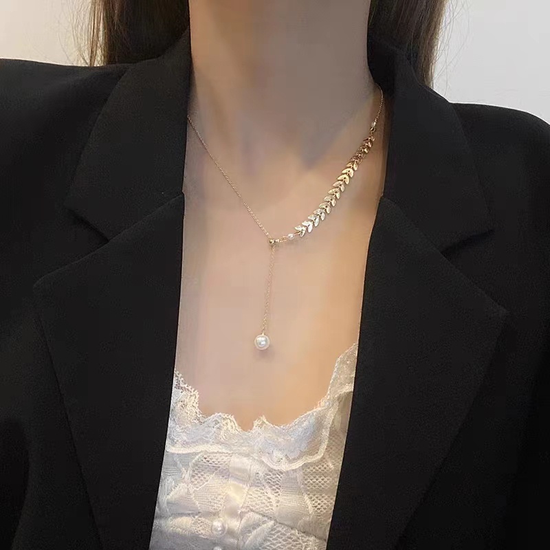 [COD] Kalung Liontin Mutiara/Rantai Klavikula Choker Aksesoris Fashion Korean Import Untuk Wanita