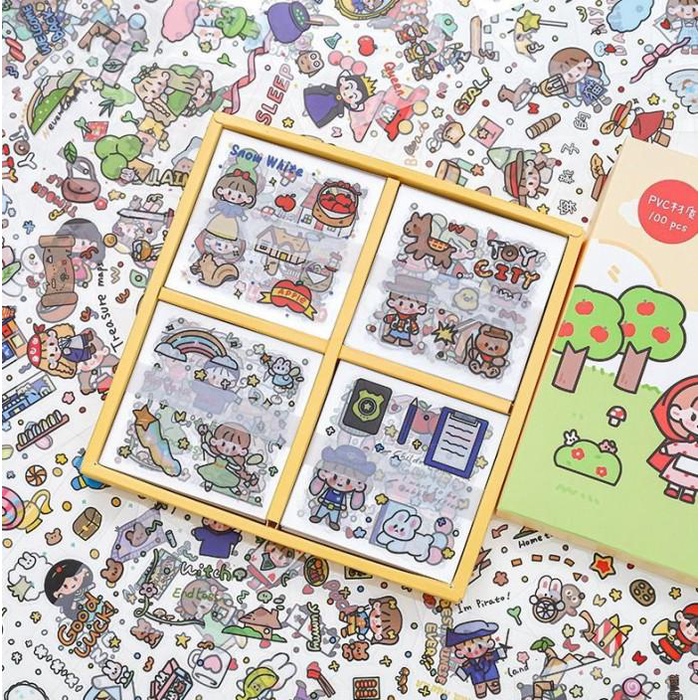 

Penjolo 1BoxSticker Aesthetic Stiker Buku Diary Tumbler Botol Lucu