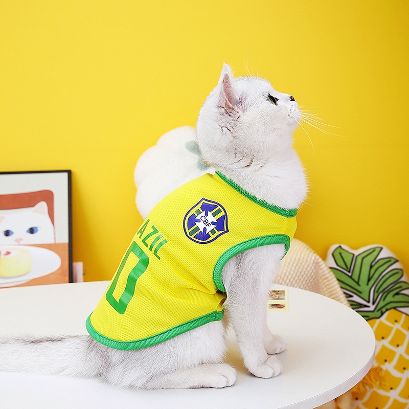Pakaian Olahraga Kucing Anjing Pakaian Hewan Peliharaan Sepak Bola Basket Rompi Jaring Pakaian Anak Anjing Sweater Kucing Pakaian Kaus