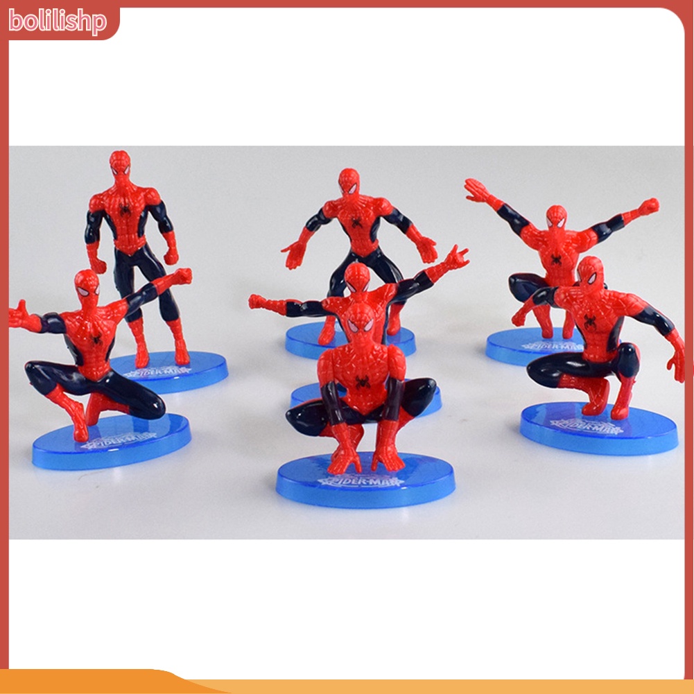 &lt;Bolilishp&gt; 7Pcs / Set Mainan Action Figure Super Hero Spiderman untuk Dekorasi Kue